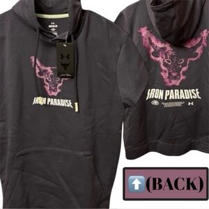 UA Project Rock Rival Fleece Cap Hoodie Under Armour Project Rock Sweatshirt MD